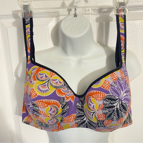 CACIQUE Colorful Paisley Floral Adjustable Strap Balconette Bra 40DD - Picture 1 of 8